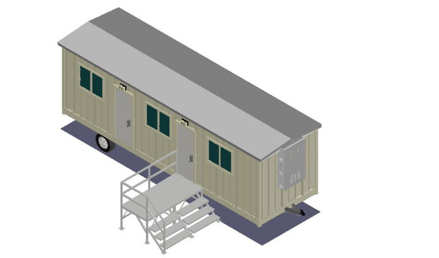 Construction site bus style office detail dwg file
