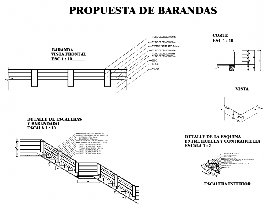 Construction staircase detail 2d view layout file