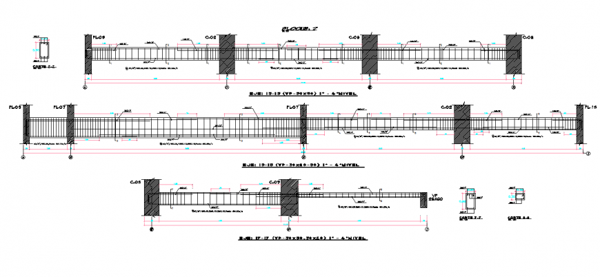 Construction Structure detail & Steel Bar Detail in DWG