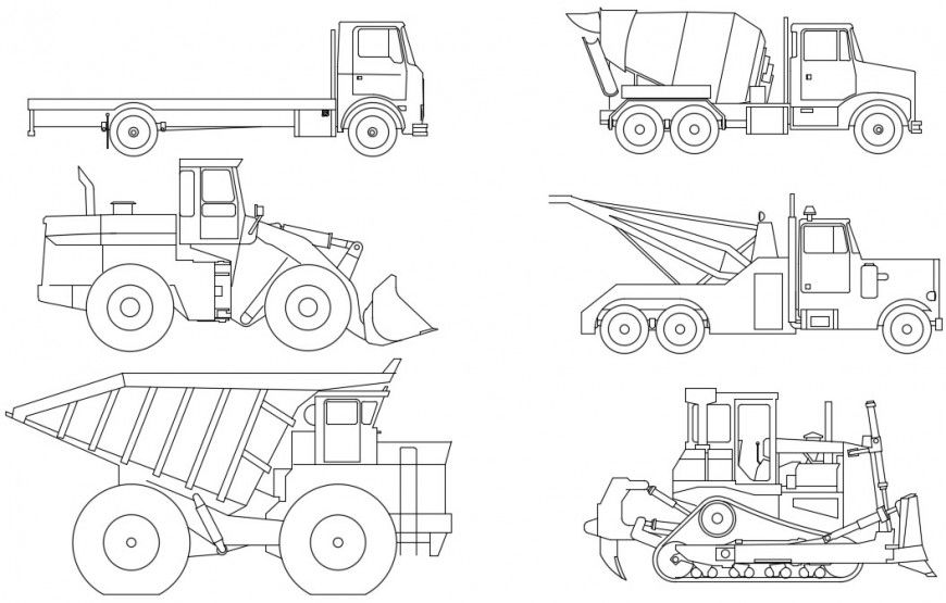 Construction truck elevation blocks cad drawing details dwg file