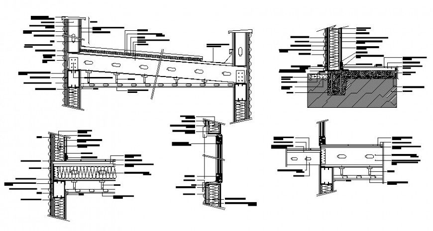 Construction units drawings 2d view beam and column dwg file