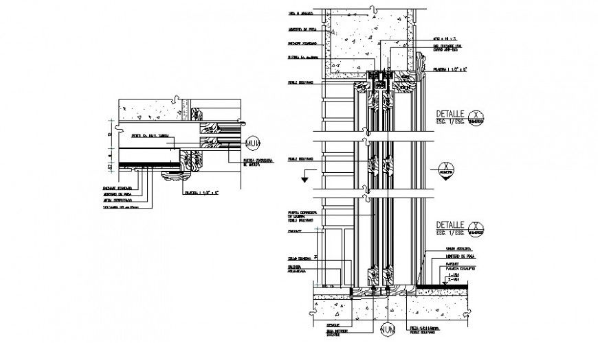 Construction units drawings details sectional view in autocad