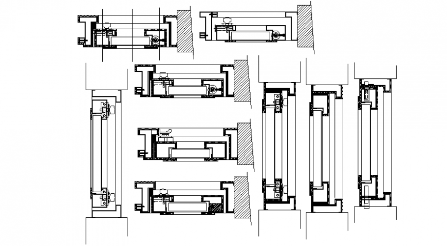 Construction units drawings units 2d view sectional blocks dwg file