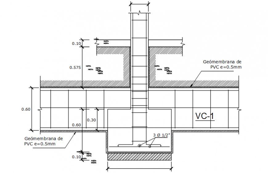 Construction view of PVC tube foundation in AutoCAD file