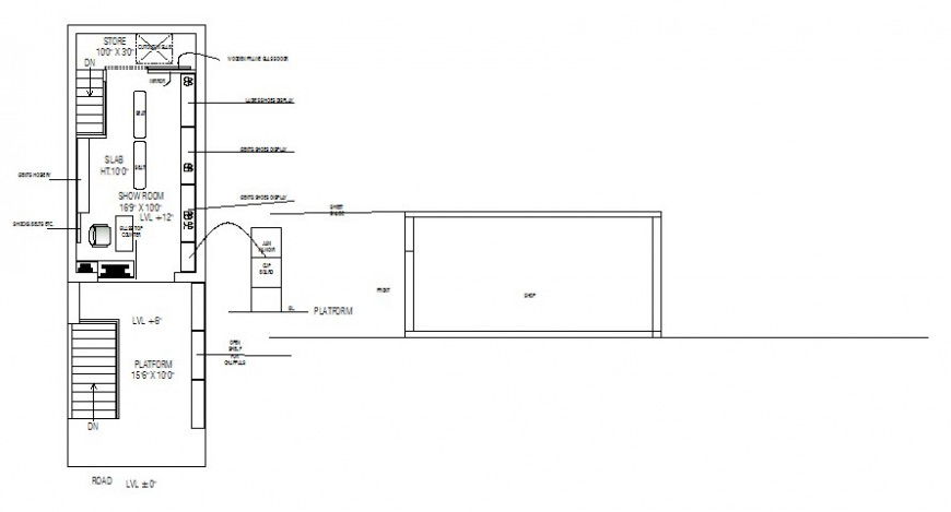 Construction view of roof plan in AutoCAD file