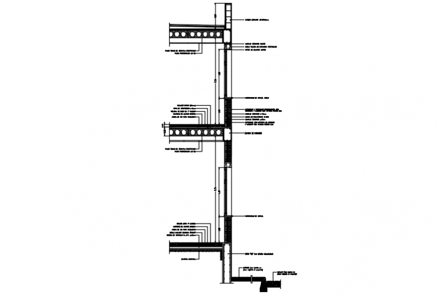 Construction view of slab in elevation of AutoCAD file