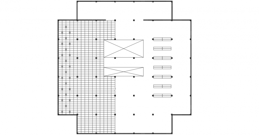 Construction with interior area view with view of plan dwg file