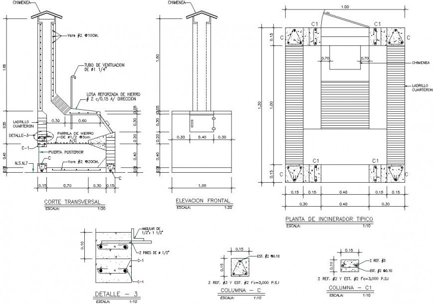Construction work of RCC structure drawings in autocad