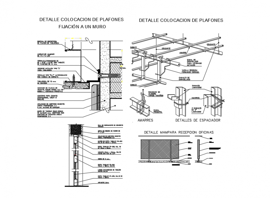 Constructive and structure details of ceiling dwg file