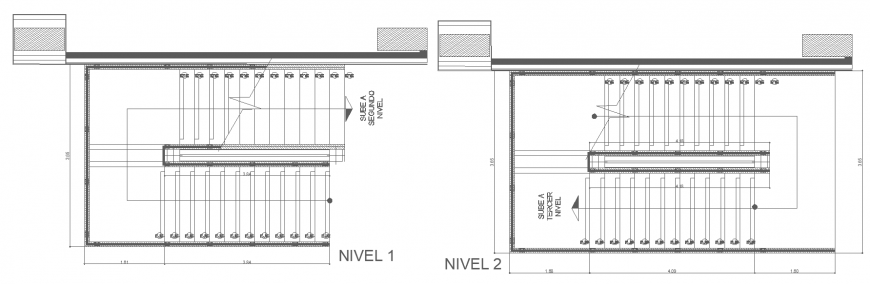 Constructive detail metallic stairs drawing in dwg file.