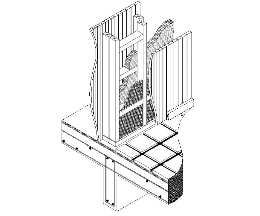 Constructive detail of a structure 2d view layout file in dwg format