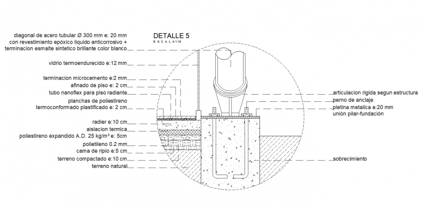 Constructive detail of a structure layout file in dwg format