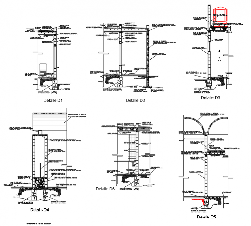 Constructive details of building with column and beam dwg file