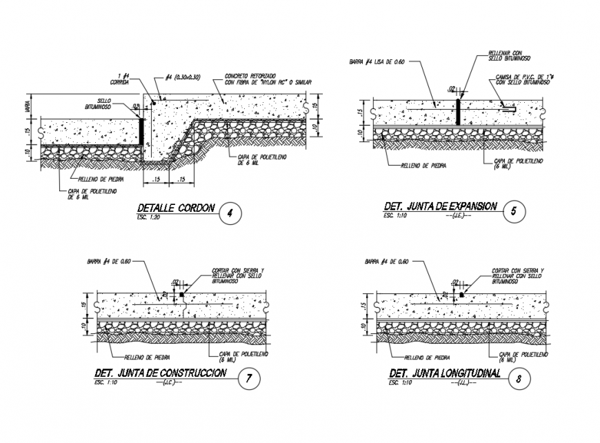 Constructive details of floors of parking of building cad structure details dwg file