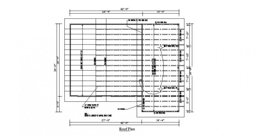 Constructive roof plan structure cad drawing details dwg file