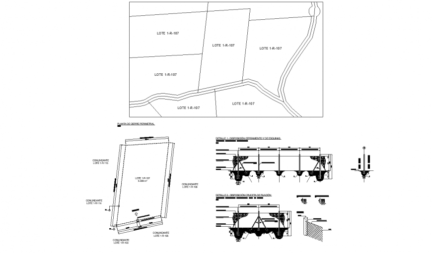 Constructive section and fence and auto-cad drawing details of sports ground dwg file