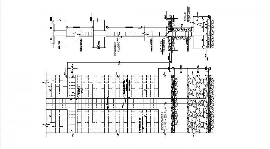 Constructive section and footings details for house dwg file