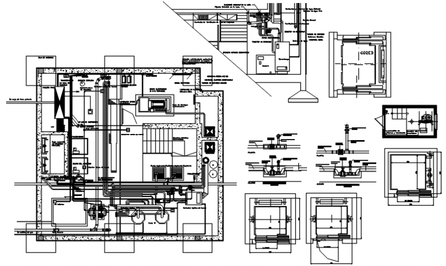Constructive section and structure details of auto-mobile store dwg file