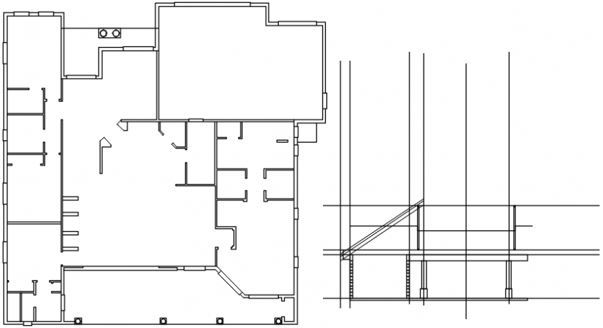Constructive section and structure plan details of house dwg file