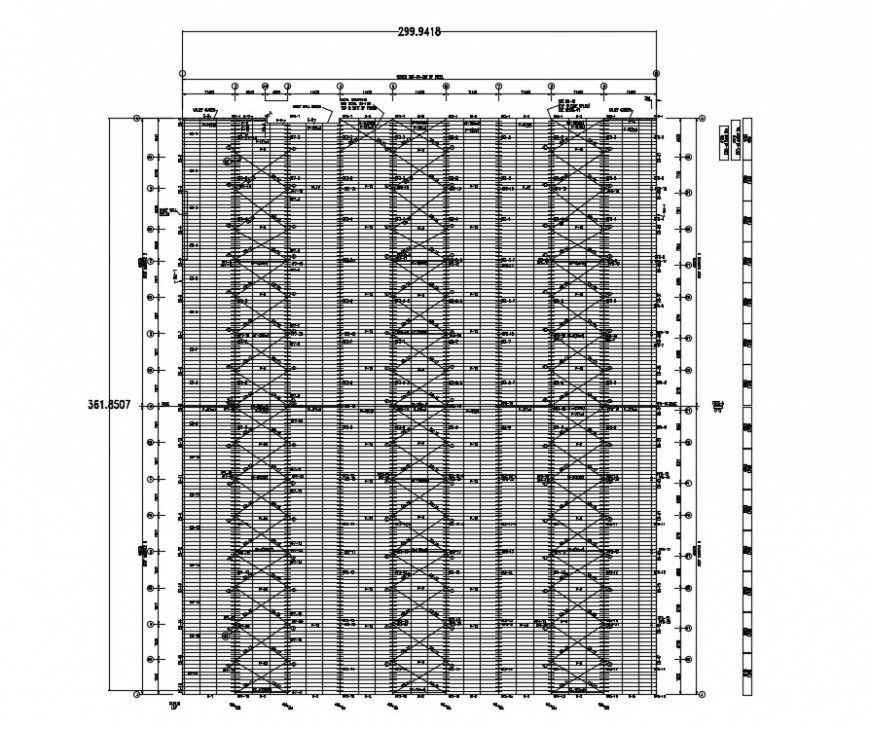 Constructive section details of multi-story apartment building dwg file