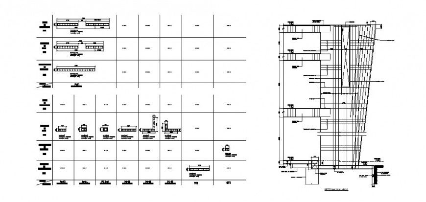 Constructive section details with column structure cad drawing details dwg file