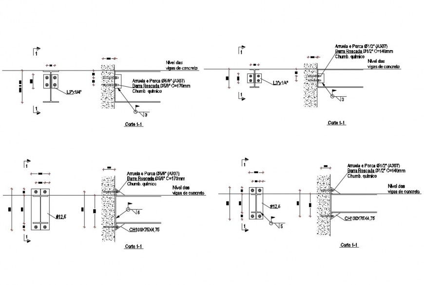 Constructive section facade and back details of house building dwg file