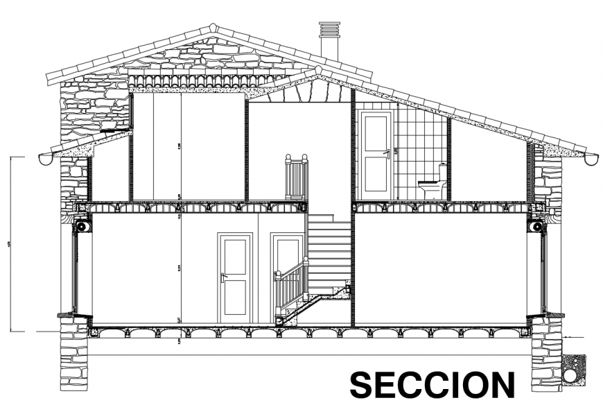Constructive section of re habitation section view dwg file