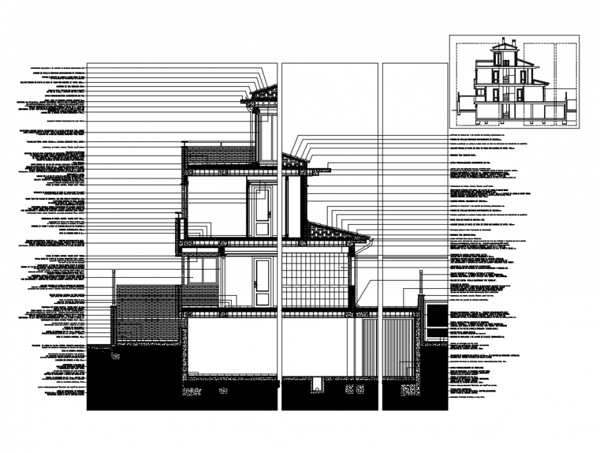 Constructive sectional details of single family house cad drawing dwg file