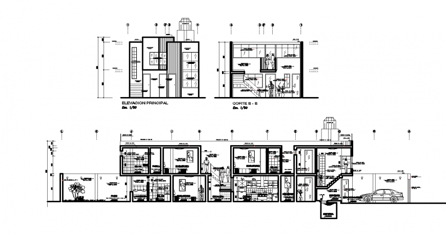 Contemporary concept house working detail drawing in dwg AutoCAD file.