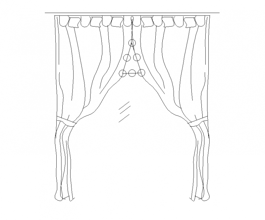 Contemporary curtain CAD blocks detail elevation 2d view dwg file