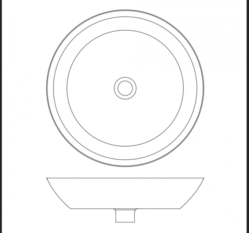 Contemporary round shape basin cad block design dwg file