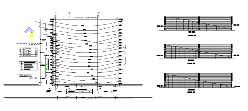 Contour Line Plan & Elevation Diagram Detail in DWG file