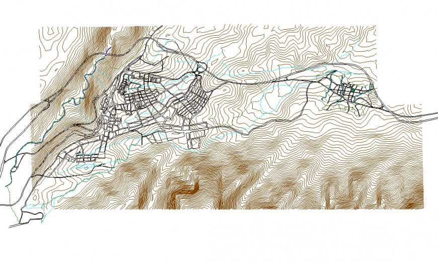 Contour mapping detail 2d view layout file in autocad format