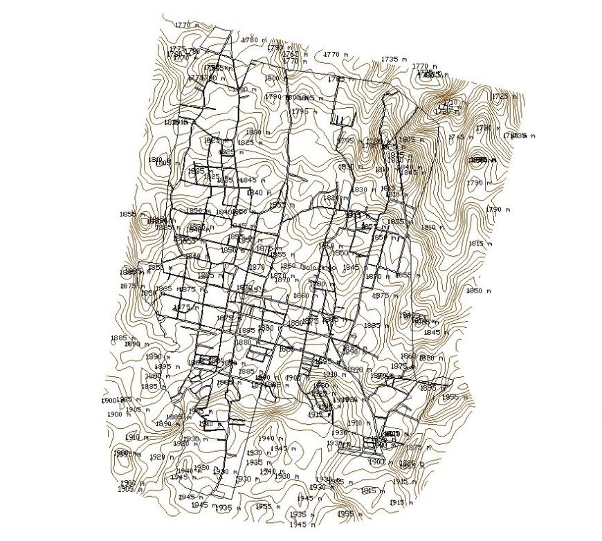 2D Contour Mapping Layout Plan in AutoCAD Format