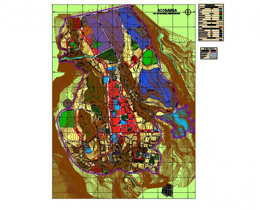 Contour mapping of an area 2d view layout file in autocad format