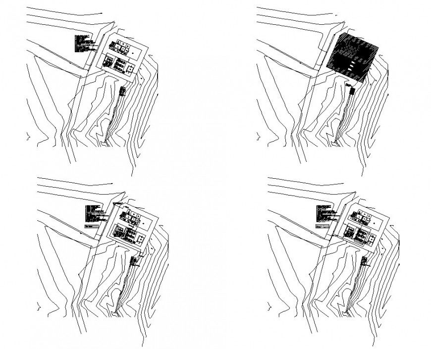 Contour mapping plan of an area 2d view CAD block layout autocad file