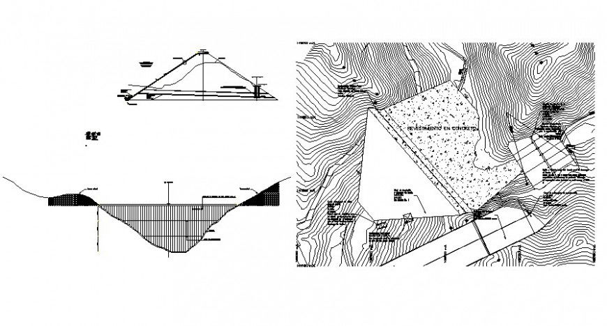 Contour planning area detailing 2d view autocad file