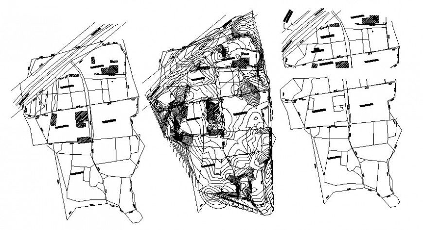 Contour planning details of area 2d view autocad software file