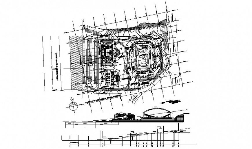 Contour planning details with landscaping details in autocad