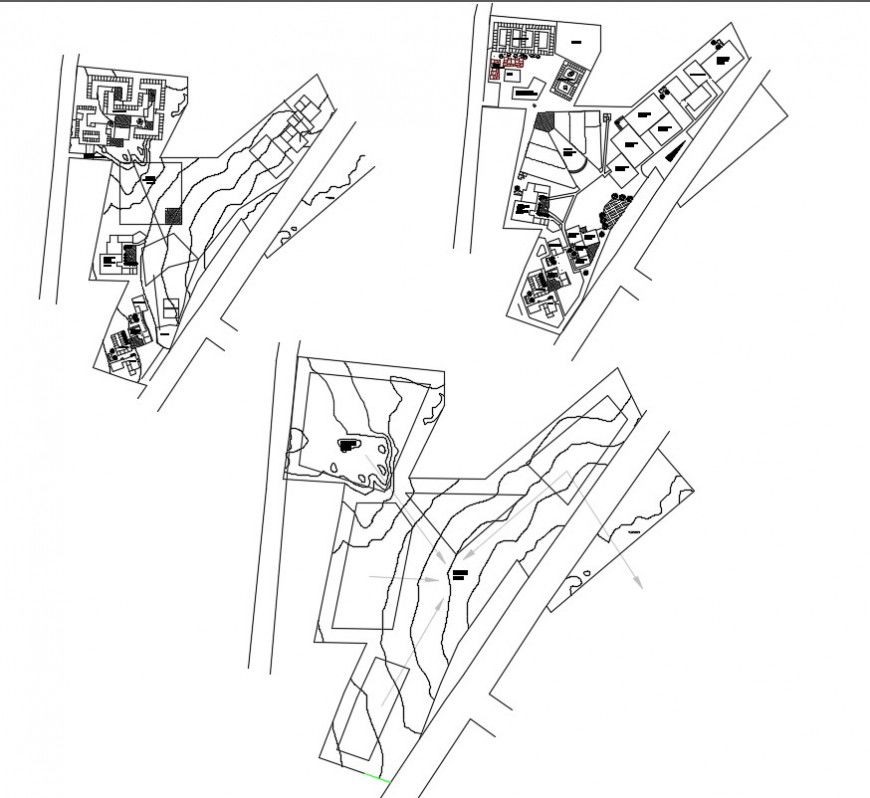 Contour planning drawings details of building unit area dwg autocad file