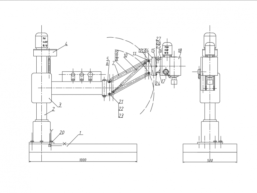 Contour transport vehicle front and top view cad block details dwg file