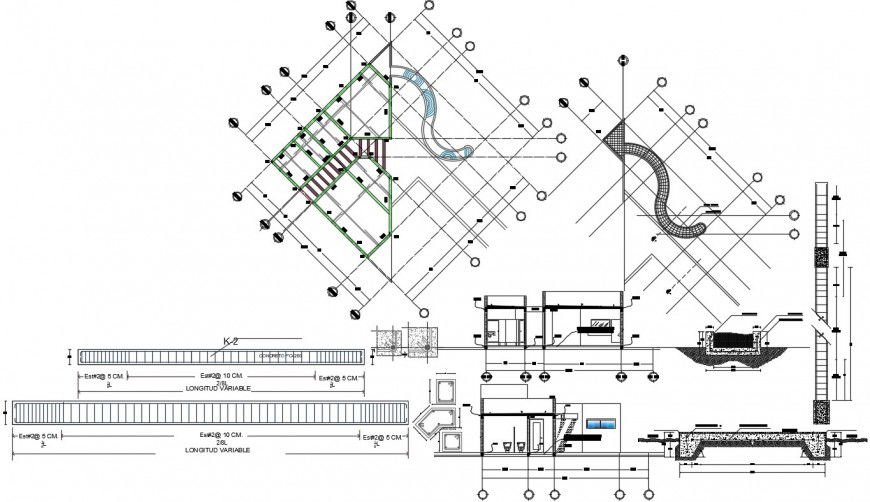 Control house constructive section and beam and structure details dwg file