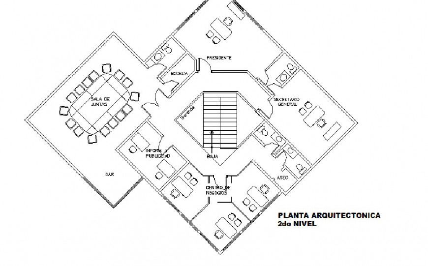 Convention center office second floor plan cad drawing details dwg file