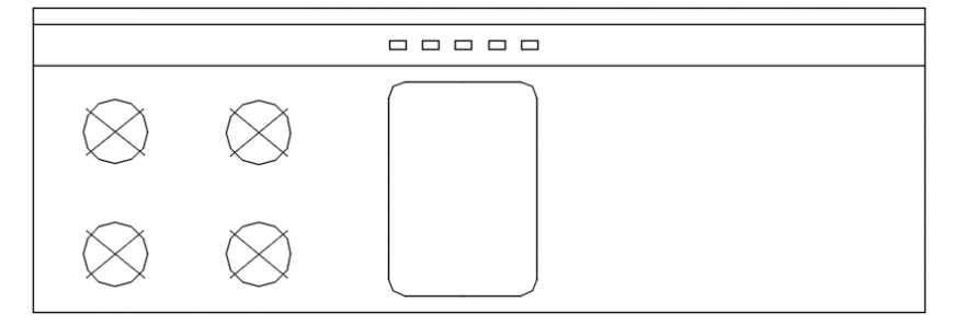 Cooker elevation for kitchen detail in AutoCAD file