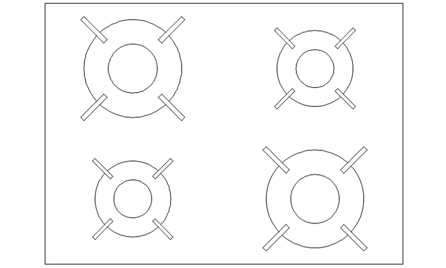 Cooking stove for kitchen with its detail in AutoCAD file