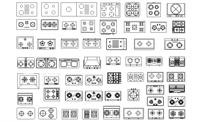 CookTop View Block Detail in DWG file