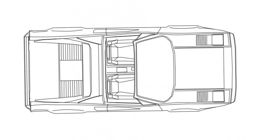 Cool luxurious car top view elevation block drawing details dwg file