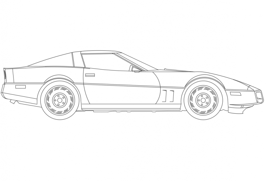 Cool sports car side view elevation cad block drawing dwg file