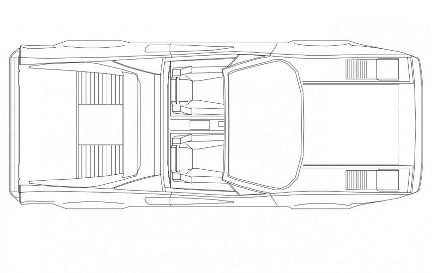 Cool two seater car top view elevation block drawing details dwg file