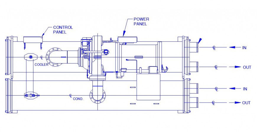 Cooler section and electrical installation cad drawing details dwg file